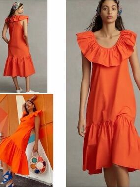 Anthropologie Whit Two Ruffled Flouncy Pullover Maxi Dress | M